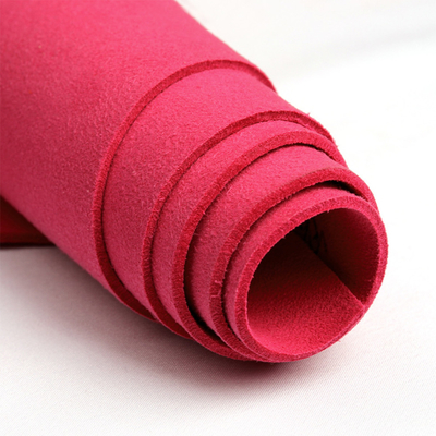 1.0mm Rose Red Microfiber Leather Fabric Synthetic PVC Leather For Shoes
